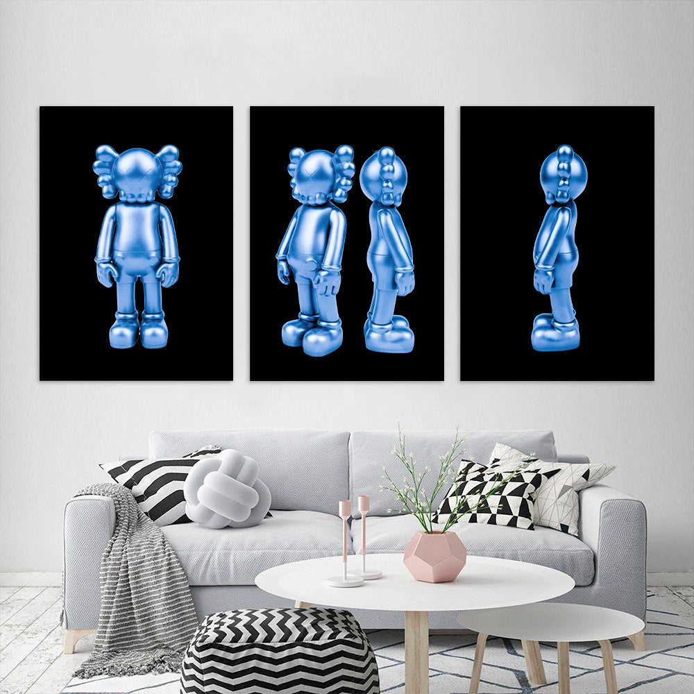 KAWS CANVAS Wall Art Collection: Blue Metallic Edition