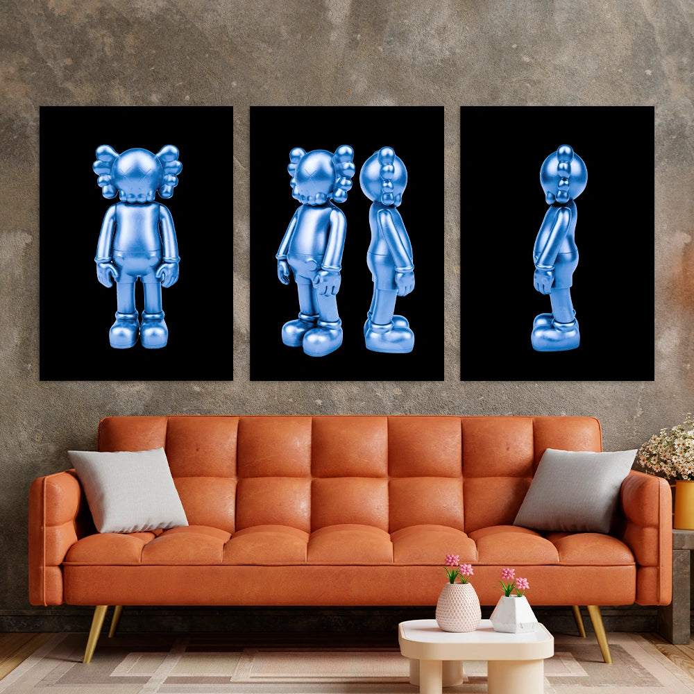 KAWS CANVAS Wall Art Collection: Blue Metallic Edition