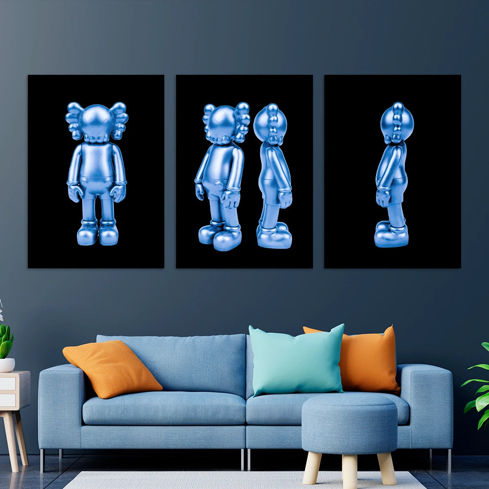 KAWS CANVAS Wall Art Collection: Blue Metallic Edition