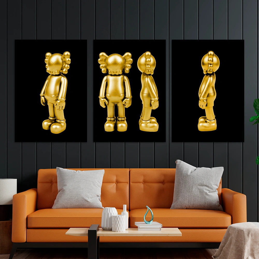 Kunstdruck auf Leinwand, mehrteilig, Efeu und Fittoni-Blätter, Blau