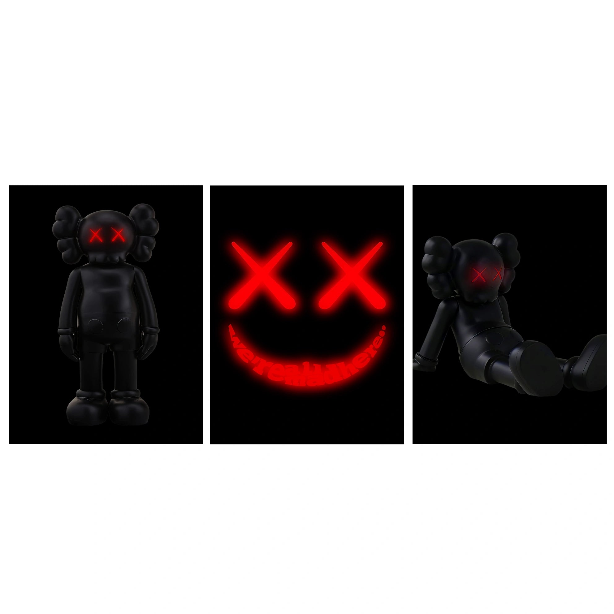 Kunstdruck auf Leinwand, mehrteilig, Efeu und Fittoni-Blätter, Blau