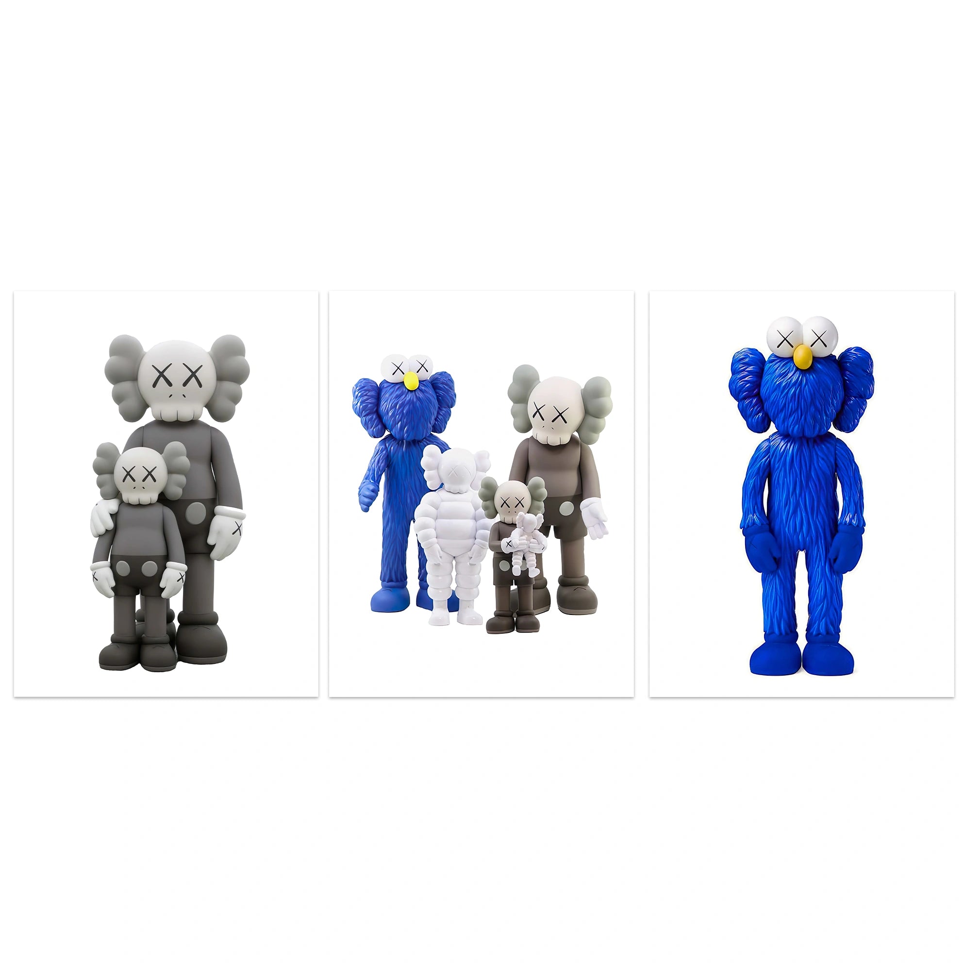 Kunstdruck auf Leinwand, mehrteilig, Efeu und Fittoni-Blätter, Blau