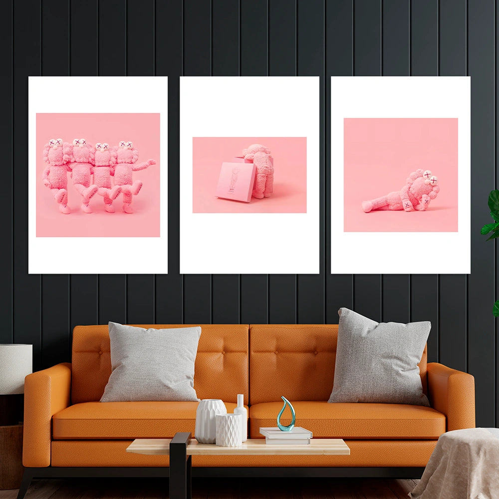 Kunstdruck auf Leinwand, mehrteilig, Efeu und Fittoni-Blätter, Blau