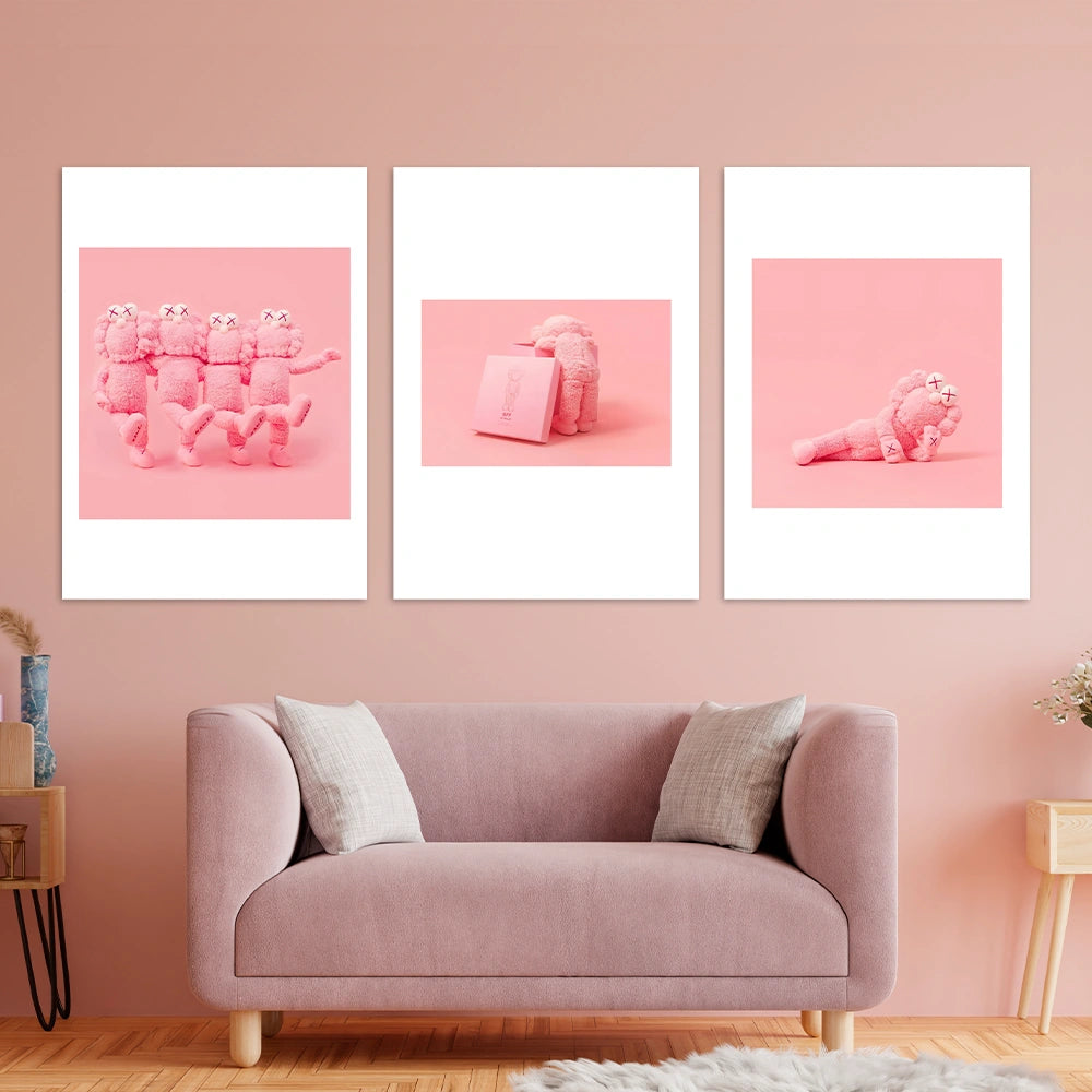 Kunstdruck auf Leinwand, mehrteilig, Efeu und Fittoni-Blätter, Blau