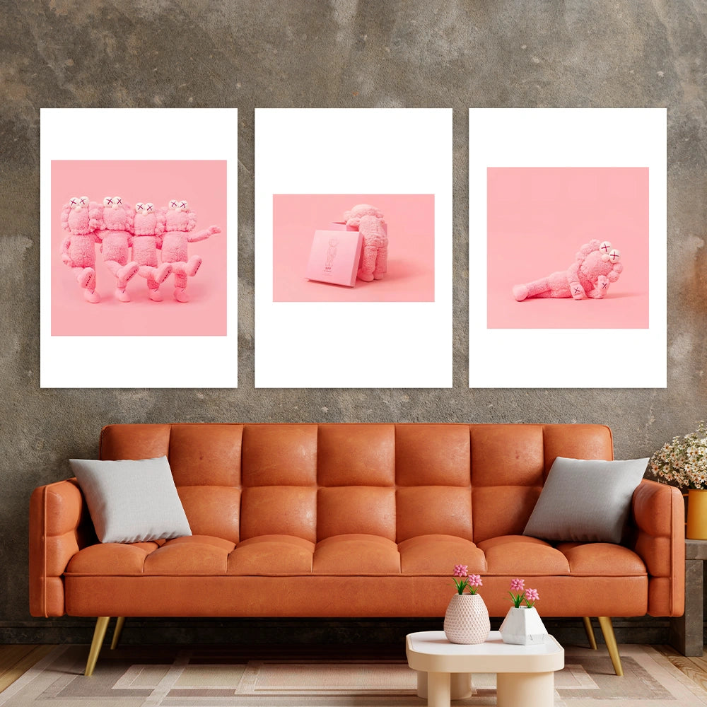 Kunstdruck auf Leinwand, mehrteilig, Efeu und Fittoni-Blätter, Blau