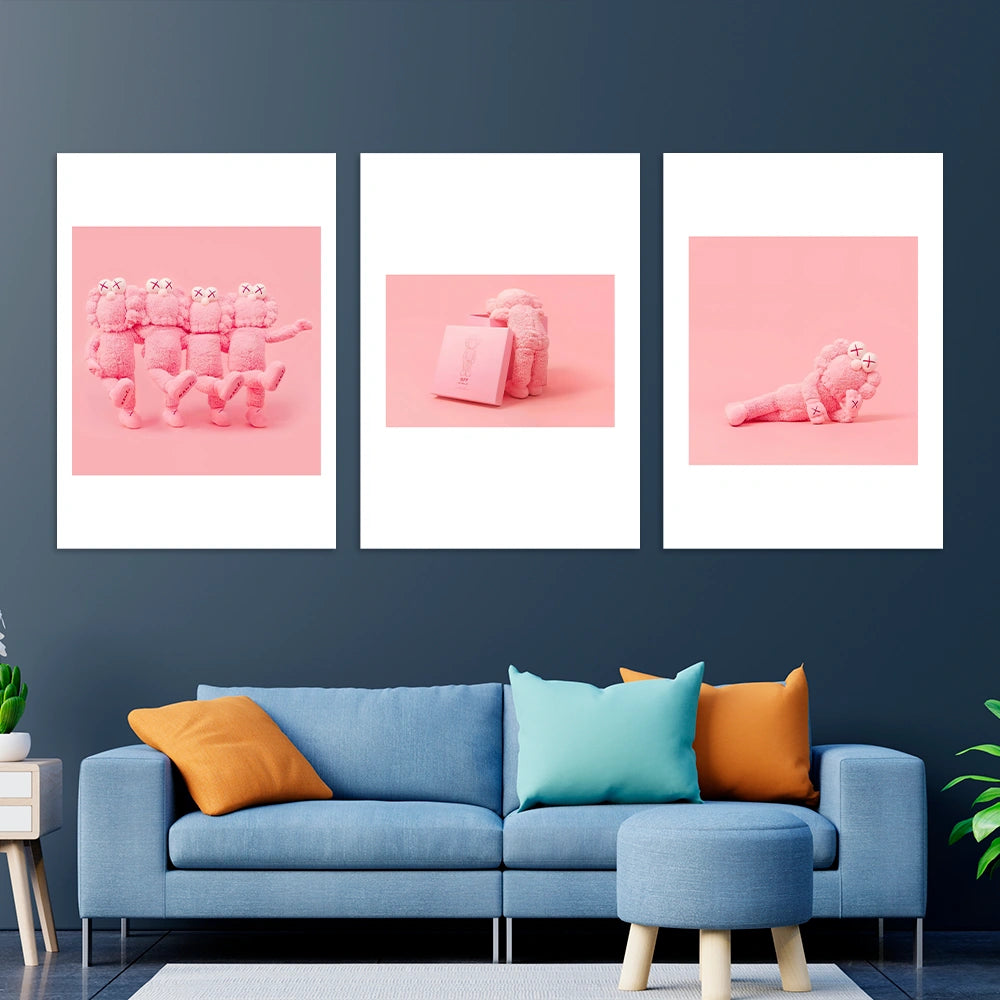 Kunstdruck auf Leinwand, mehrteilig, Efeu und Fittoni-Blätter, Blau