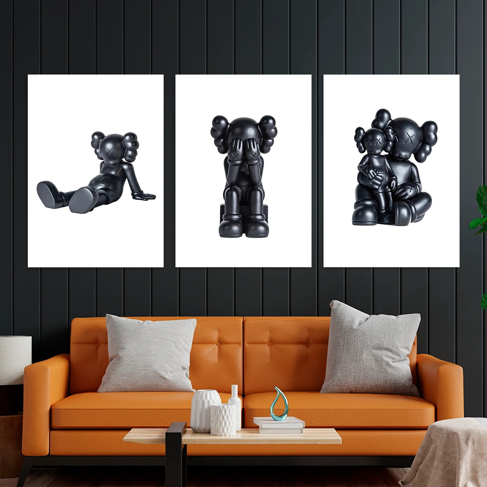 KAWS Canvas Wall Art Collection: Monochrome Mood Edition