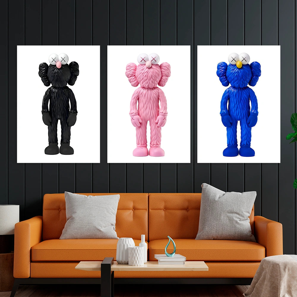 Kunstdruck auf Leinwand, mehrteilig, Efeu und Fittoni-Blätter, Blau