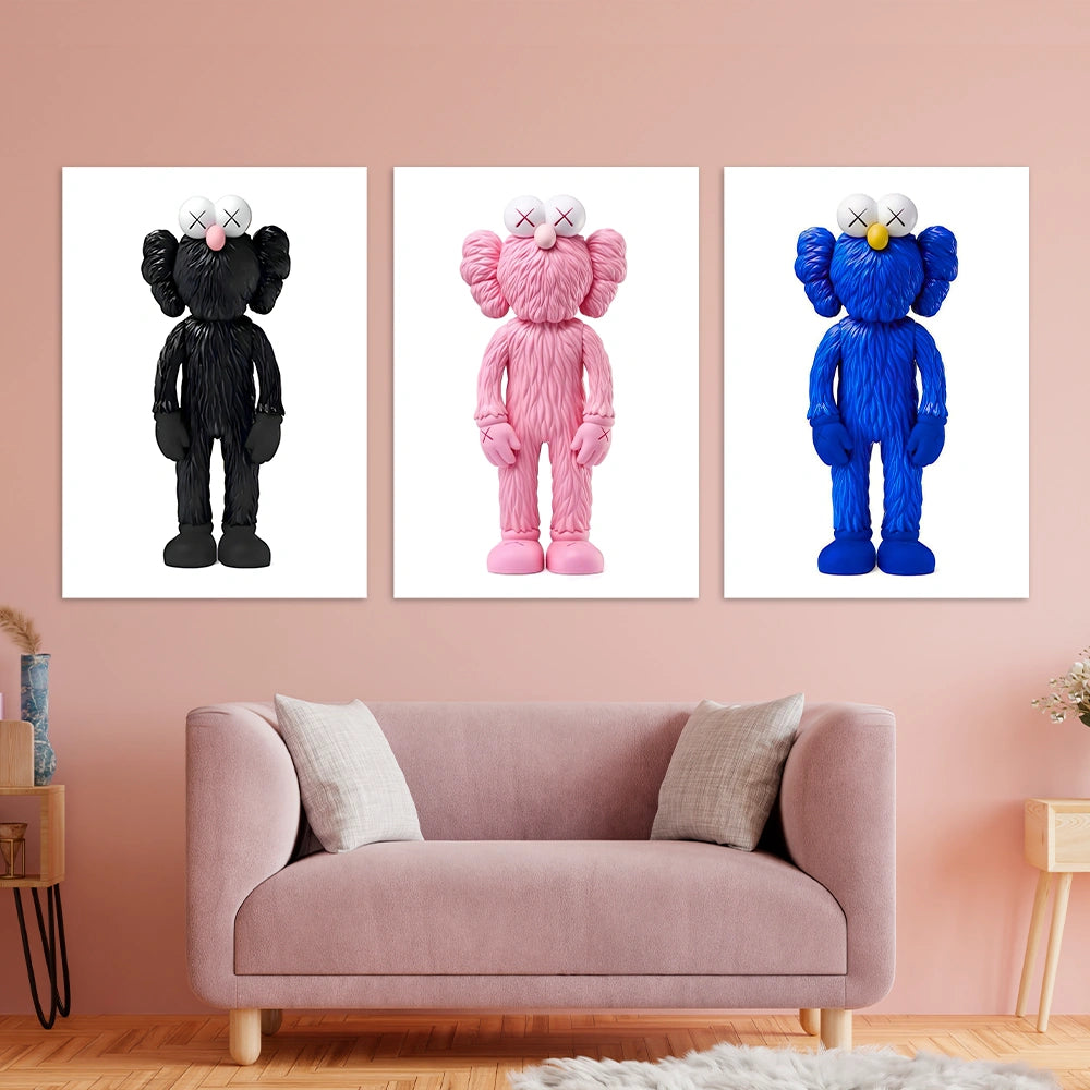 Kunstdruck auf Leinwand, mehrteilig, Efeu und Fittoni-Blätter, Blau