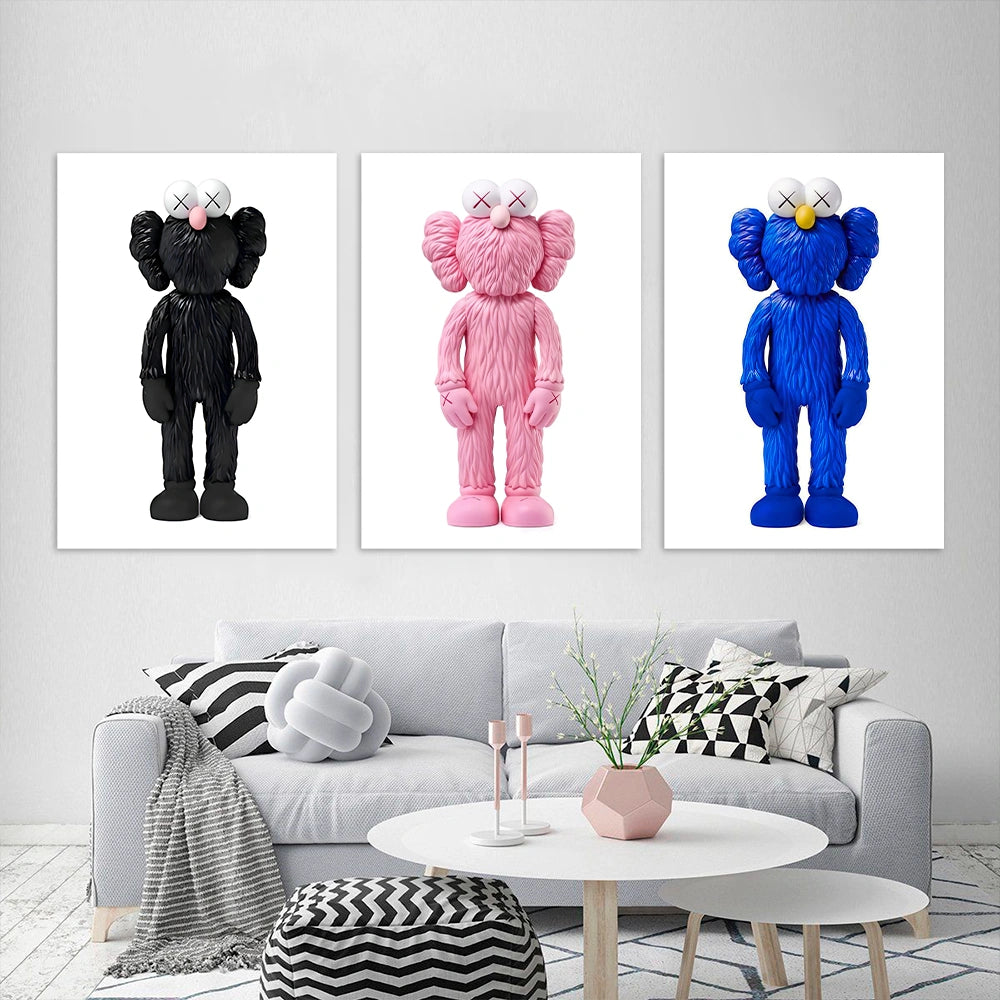 Kunstdruck auf Leinwand, mehrteilig, Efeu und Fittoni-Blätter, Blau