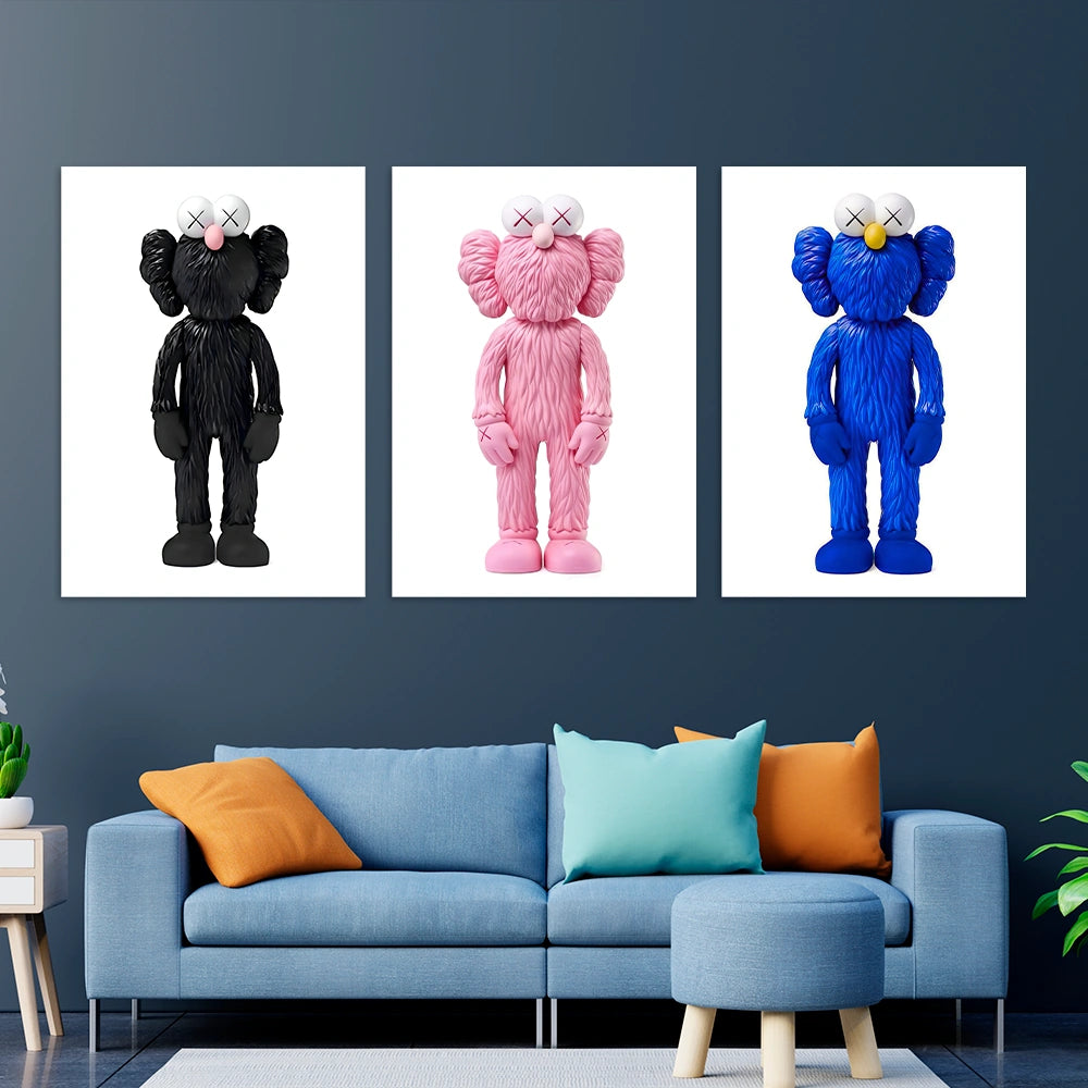 Kunstdruck auf Leinwand, mehrteilig, Efeu und Fittoni-Blätter, Blau