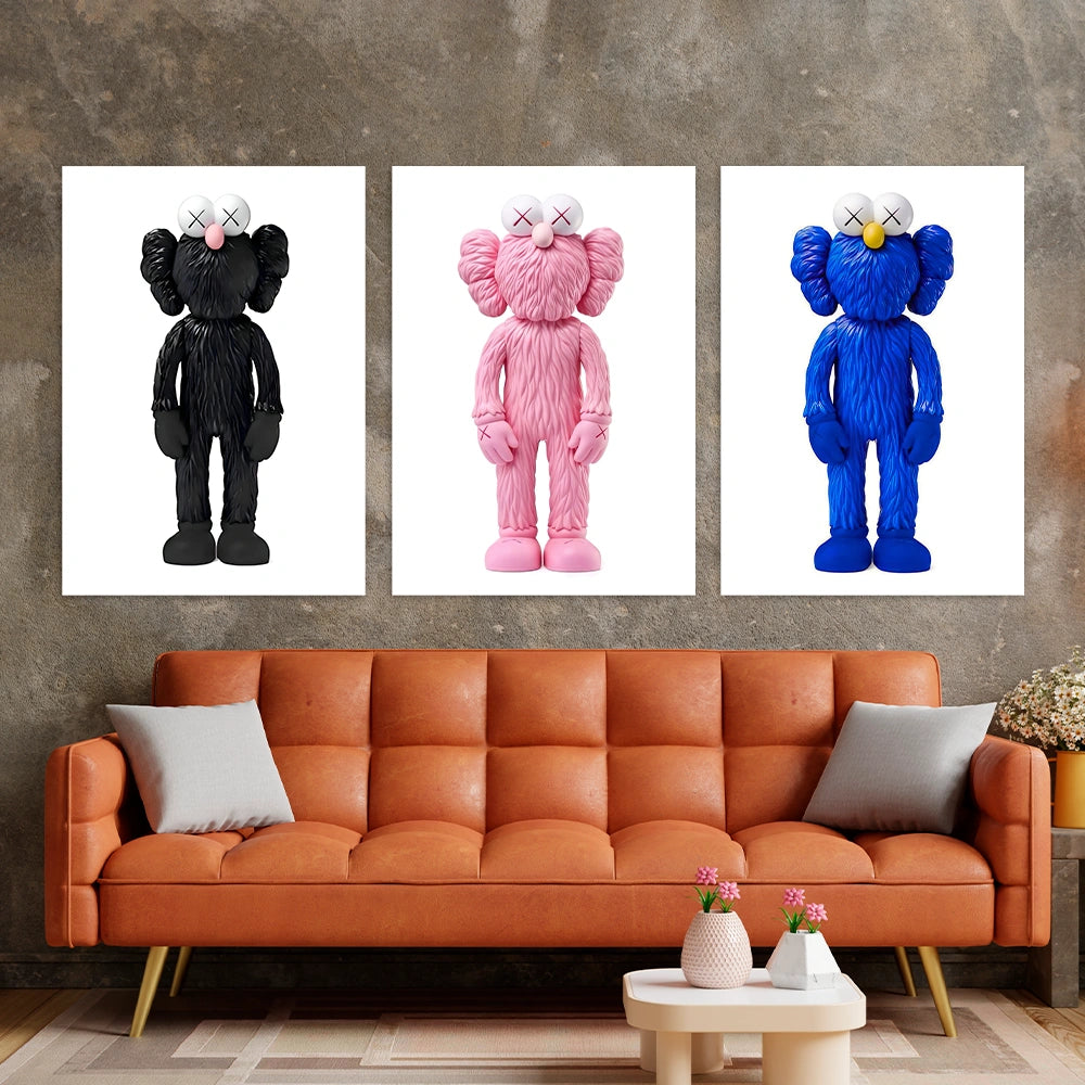 Kunstdruck auf Leinwand, mehrteilig, Efeu und Fittoni-Blätter, Blau