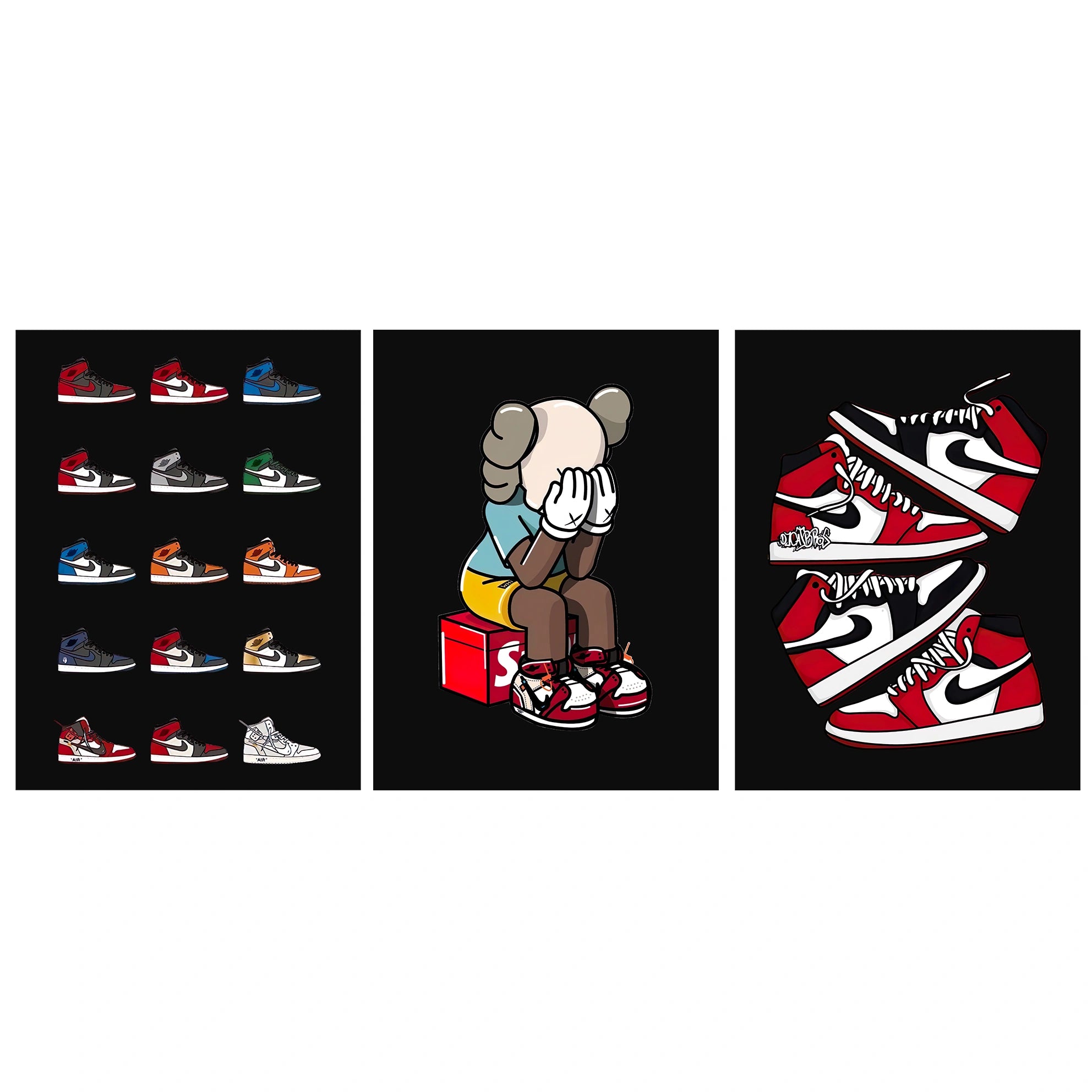 Kunstdruck auf Leinwand, mehrteilig, Efeu und Fittoni-Blätter, Blau