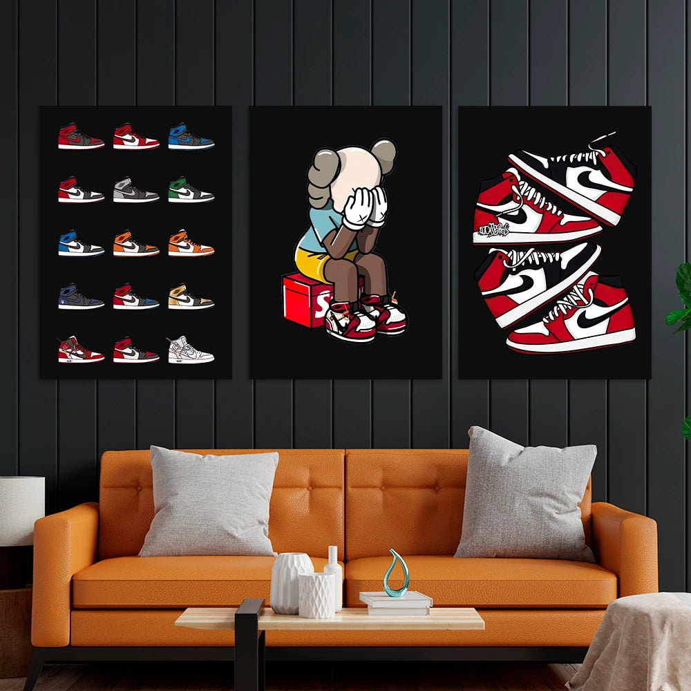 Kunstdruck auf Leinwand, mehrteilig, Efeu und Fittoni-Blätter, Blau