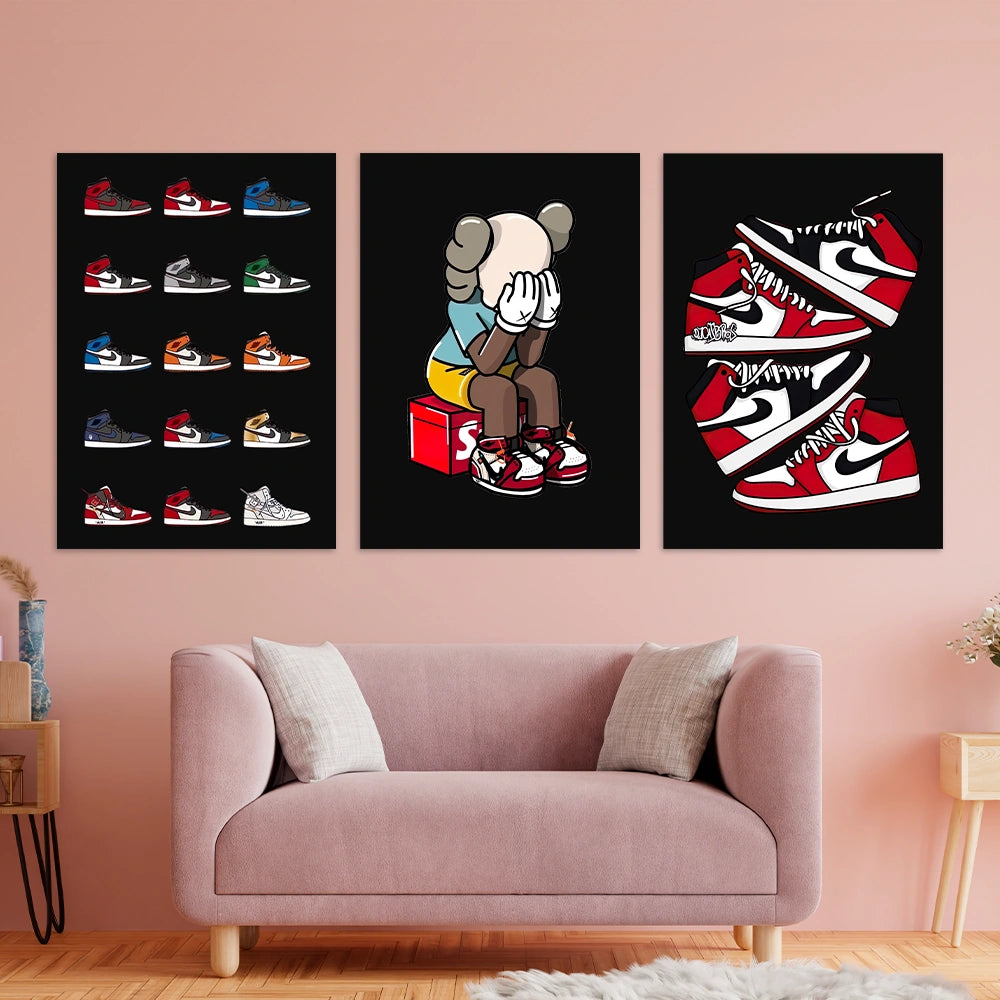 Kunstdruck auf Leinwand, mehrteilig, Efeu und Fittoni-Blätter, Blau