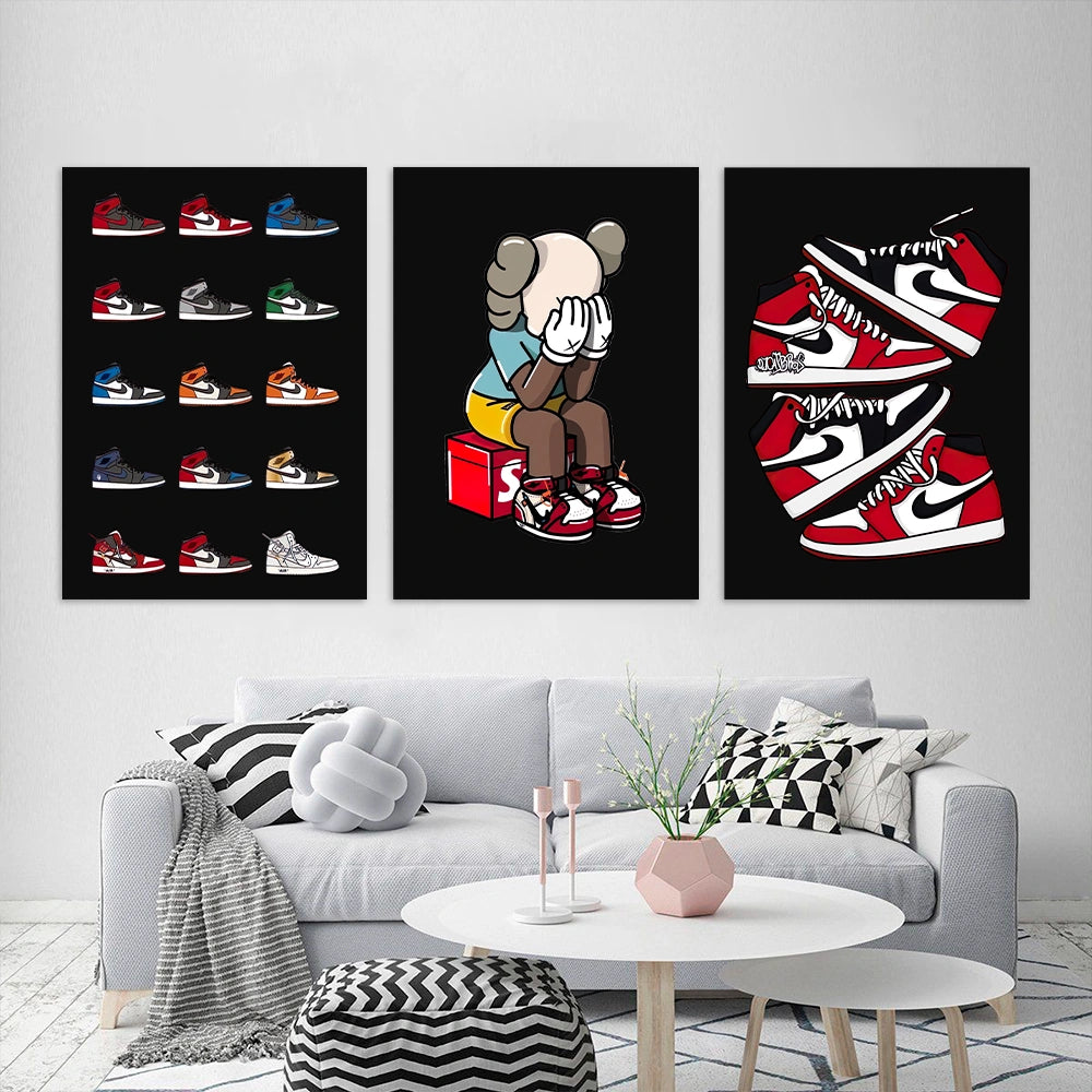 Kunstdruck auf Leinwand, mehrteilig, Efeu und Fittoni-Blätter, Blau