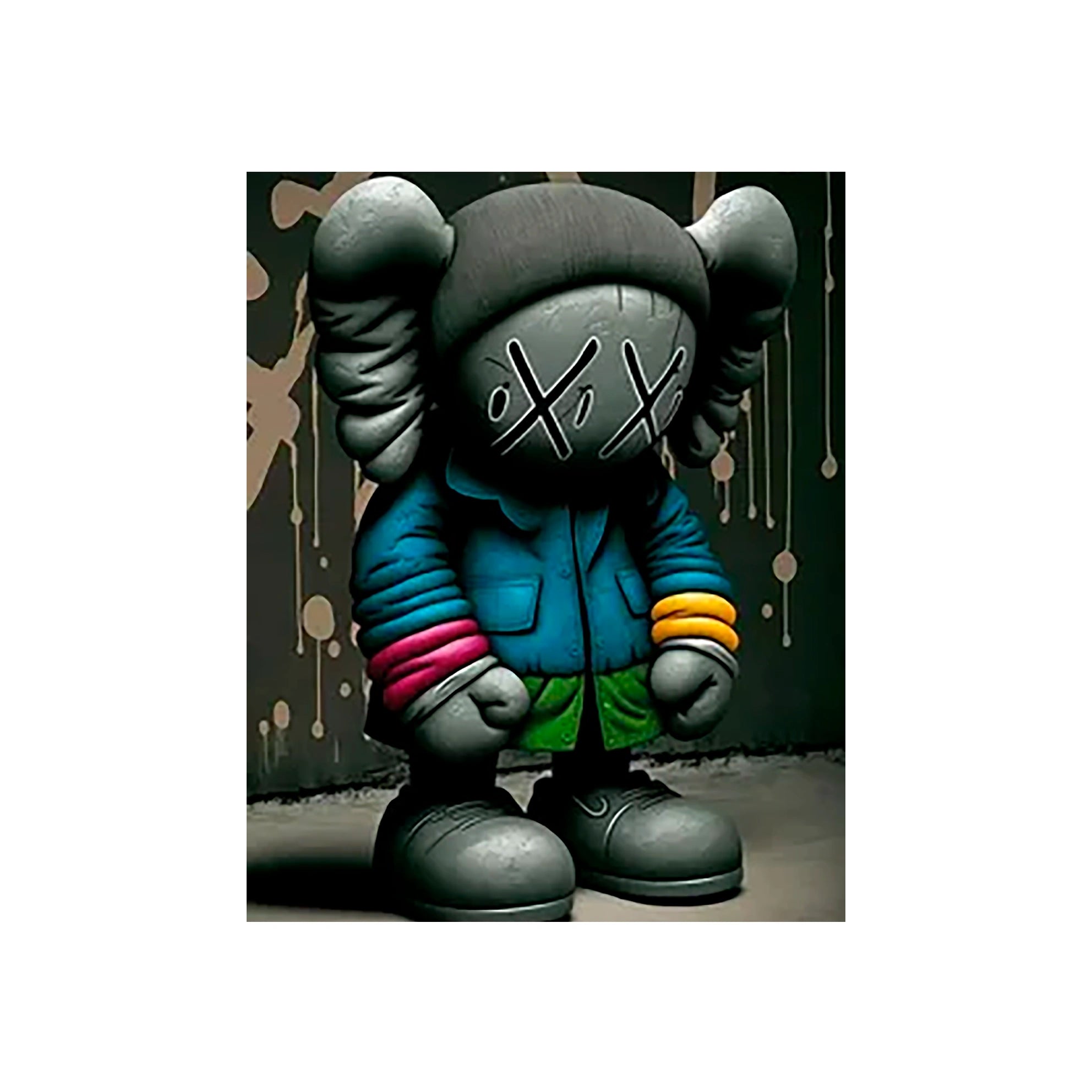 Urban Kaws-Inspired Bearbrick Canvas Wall Art - Edgy Street Style Print for Contemporary Decor