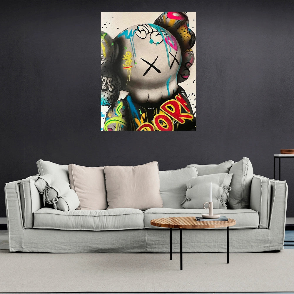 Kaws Vibrant Graffiti Canvas Art - Bold Urban Style Print for Dynamic Home Decor