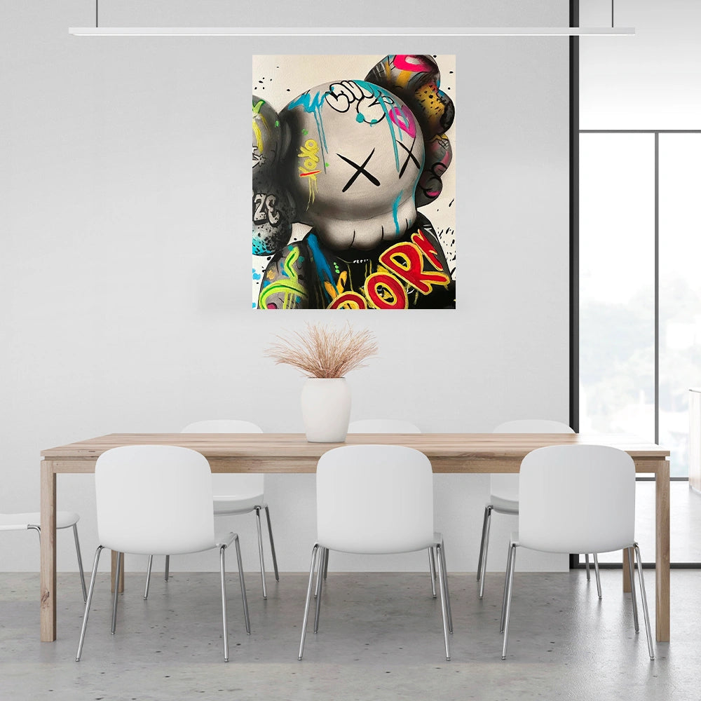 Kaws Vibrant Graffiti Canvas Art - Bold Urban Style Print for Dynamic Home Decor