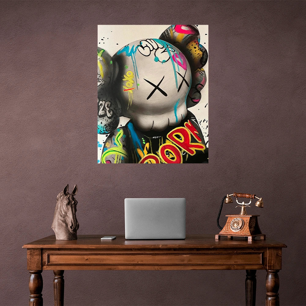 Kaws Vibrant Graffiti Canvas Art - Bold Urban Style Print for Dynamic Home Decor