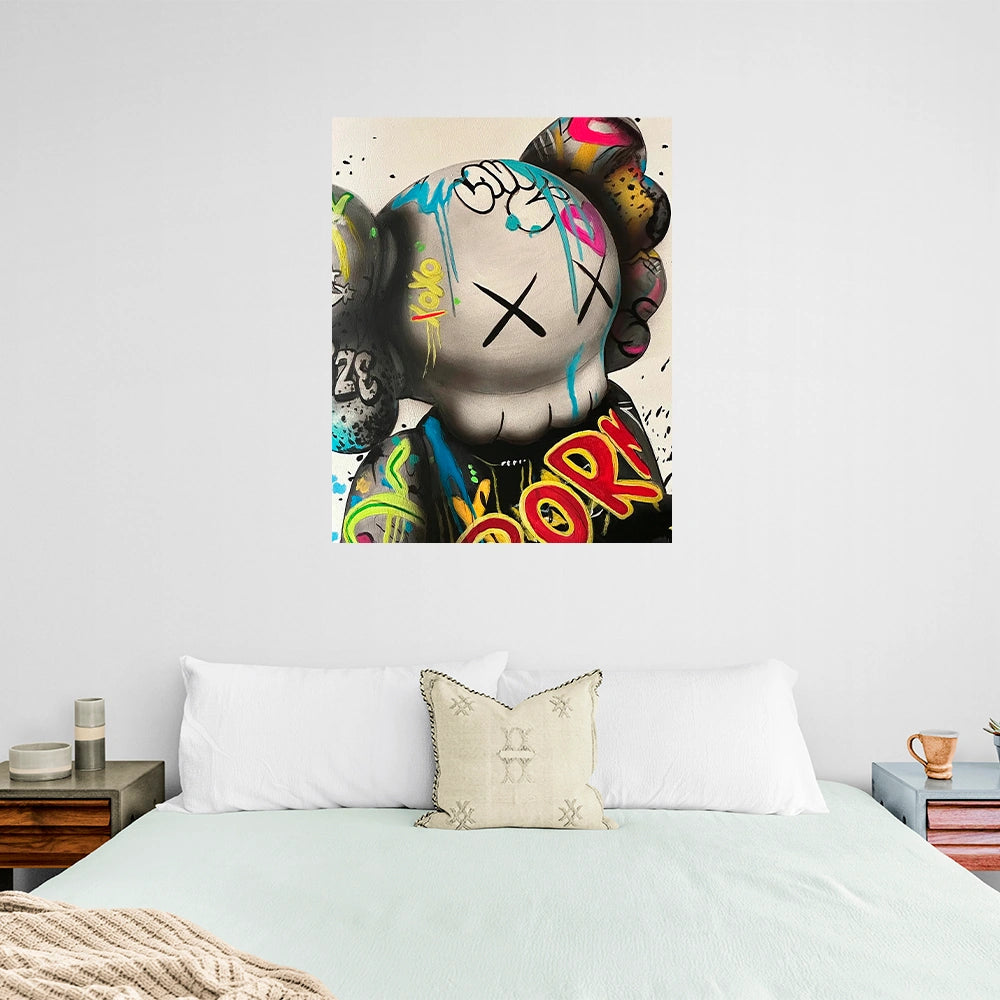 Kaws Vibrant Graffiti Canvas Art - Bold Urban Style Print for Dynamic Home Decor
