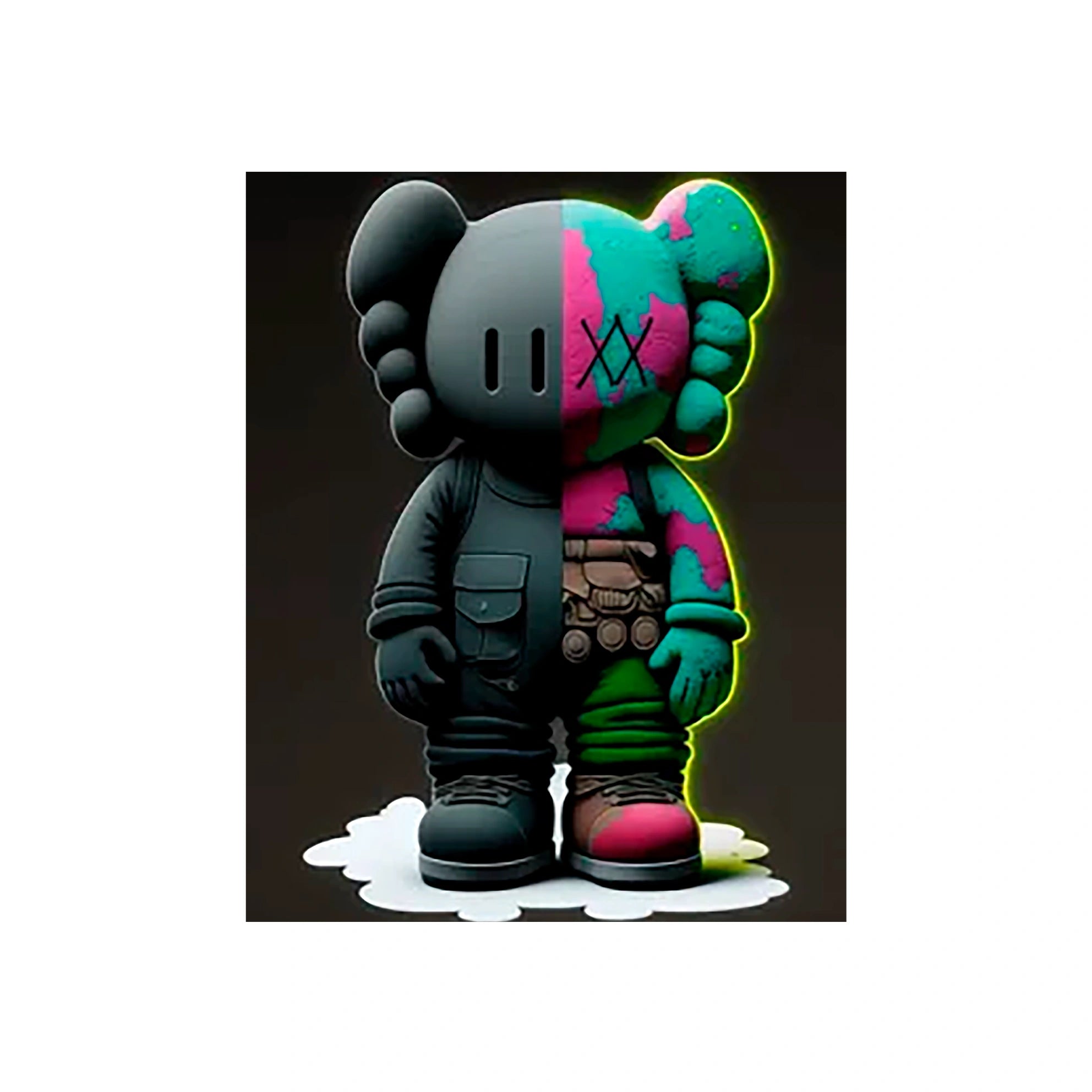 Kaws Duality Canvas Art - Striking Split Design for Modern Urban Decor