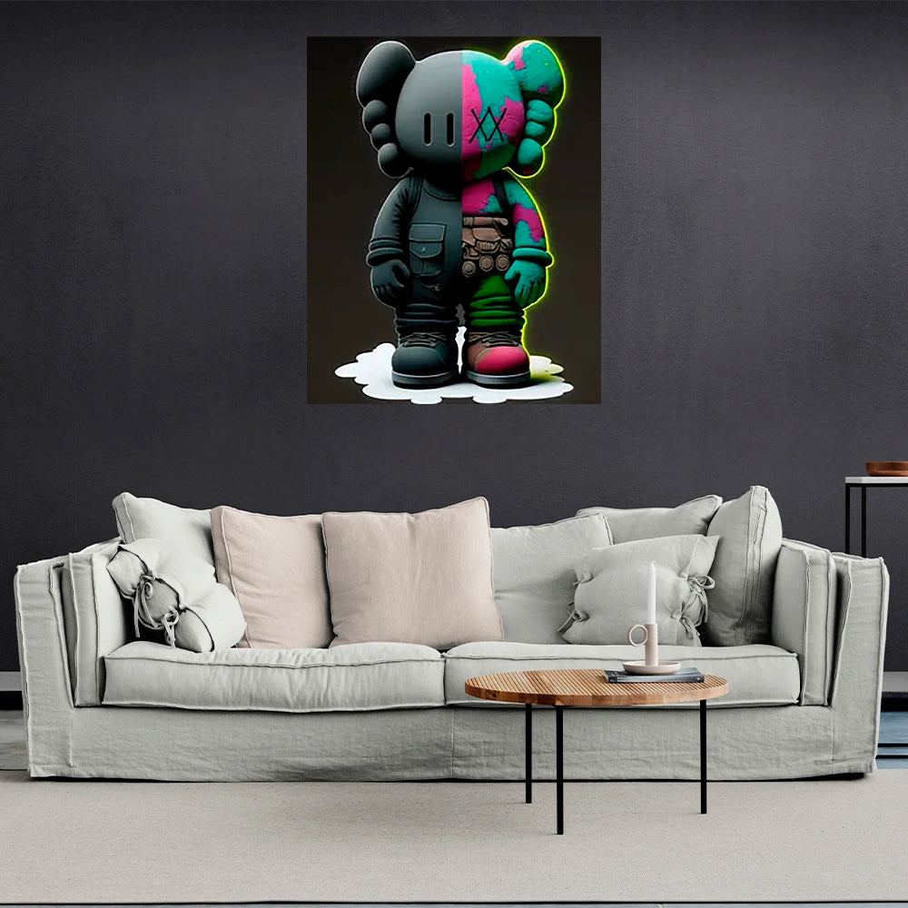 Kaws Duality Canvas Art - Striking Split Design for Modern Urban Decor