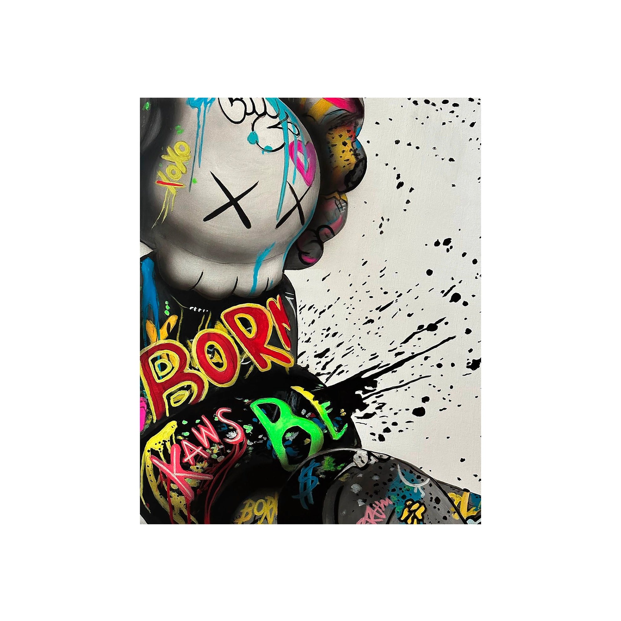 Kaws Dynamic Graffiti Canvas Art - Bold Urban Expression for Contemporary Spaces
