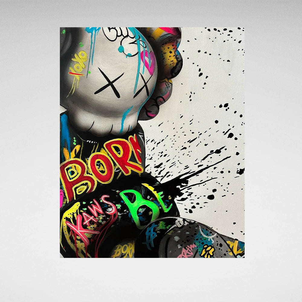 Kaws Dynamic Graffiti Canvas Art - Bold Urban Expression for Contemporary Spaces