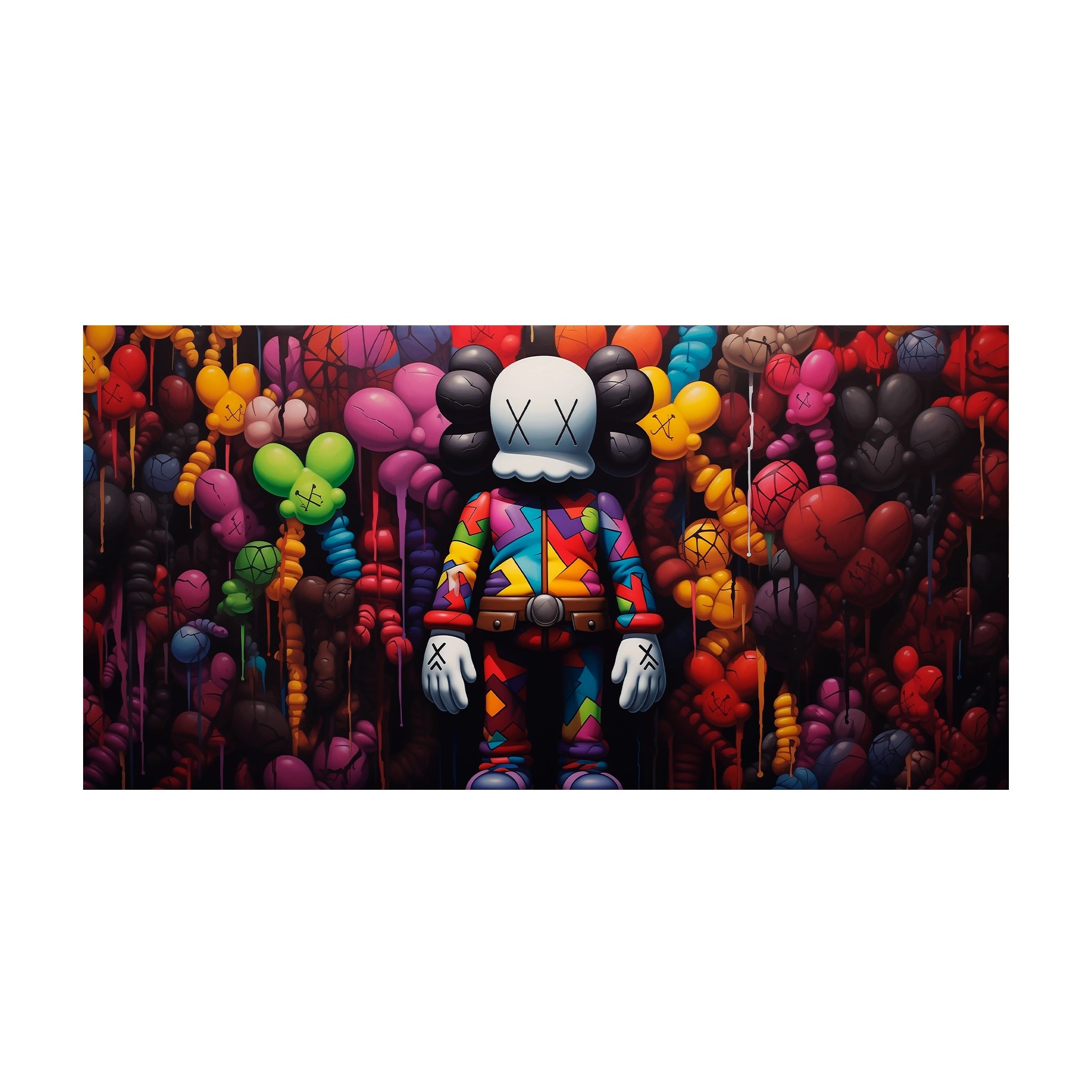 Colorful Bearbrick Wonderland Canvas Wall Art - KAWS