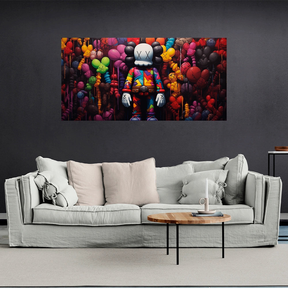 Colorful Bearbrick Wonderland Canvas Art - Vibrant Urban Scene for Contemporary Interiors