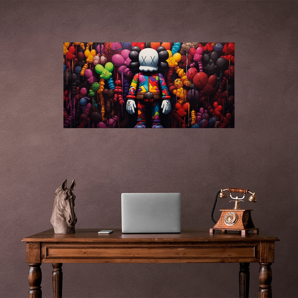 Colorful Bearbrick Wonderland Canvas Art - Vibrant Urban Scene for Contemporary Interiors