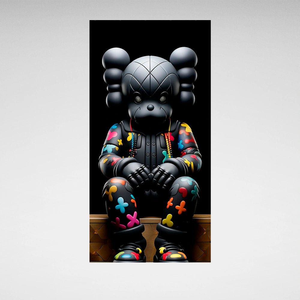 Eine Bullshit-Puppe im Graffiti-Stil, Kunstdruck auf Leinwand