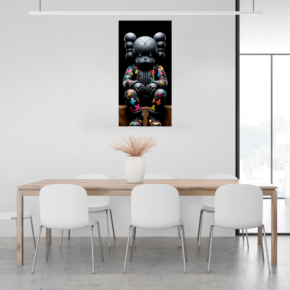 Eine Bullshit-Puppe im Graffiti-Stil, Kunstdruck auf Leinwand