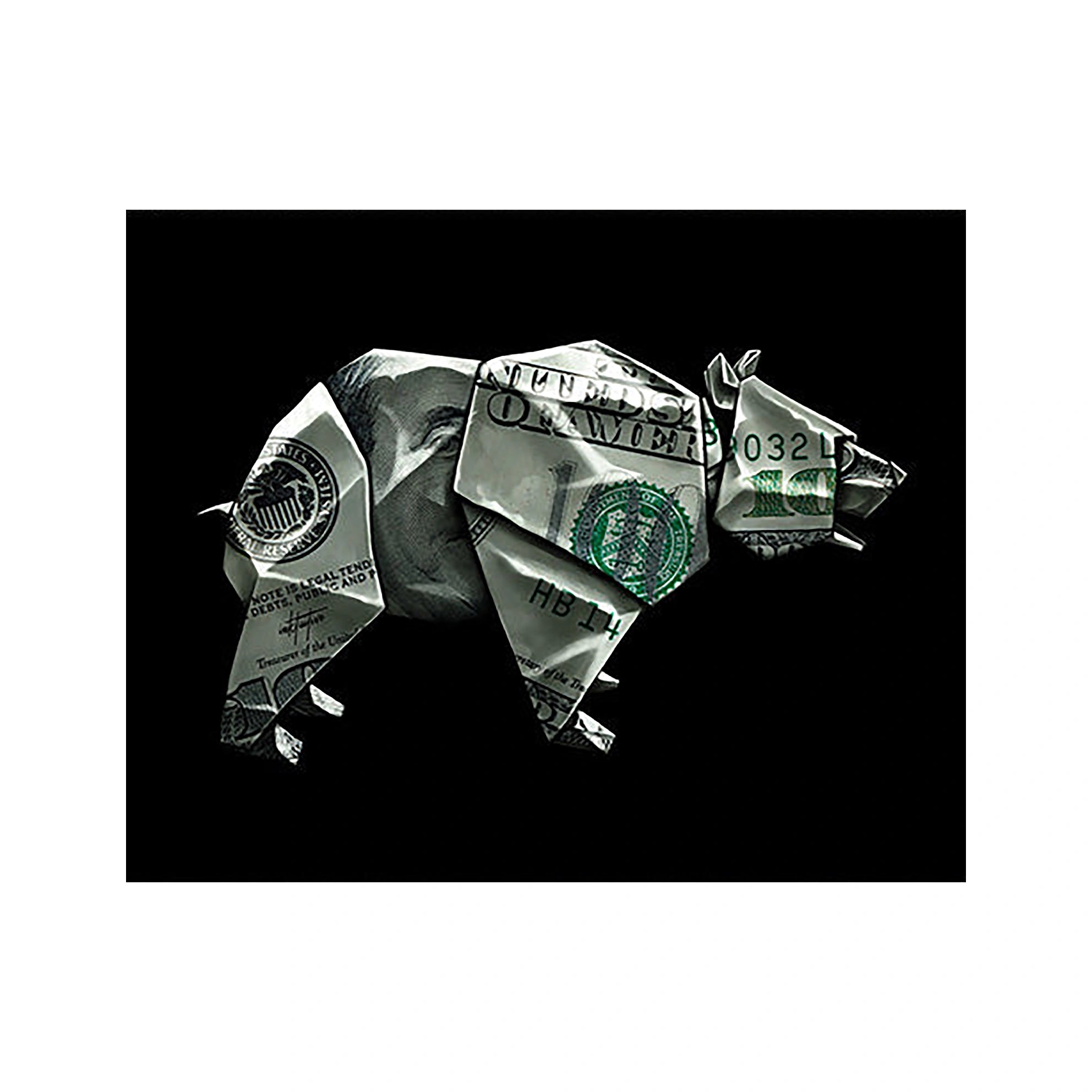 Money Bear Origami Canvas Art - Unique Financial Statement for Modern Spaces