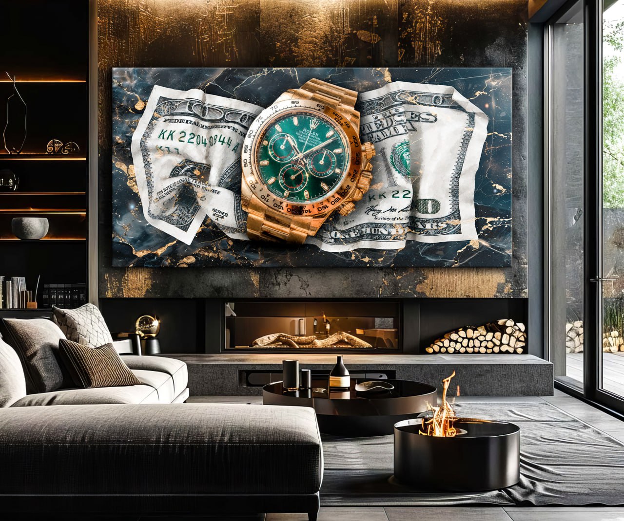 DOLLAR ROLEX AND MONEY Art Canvas