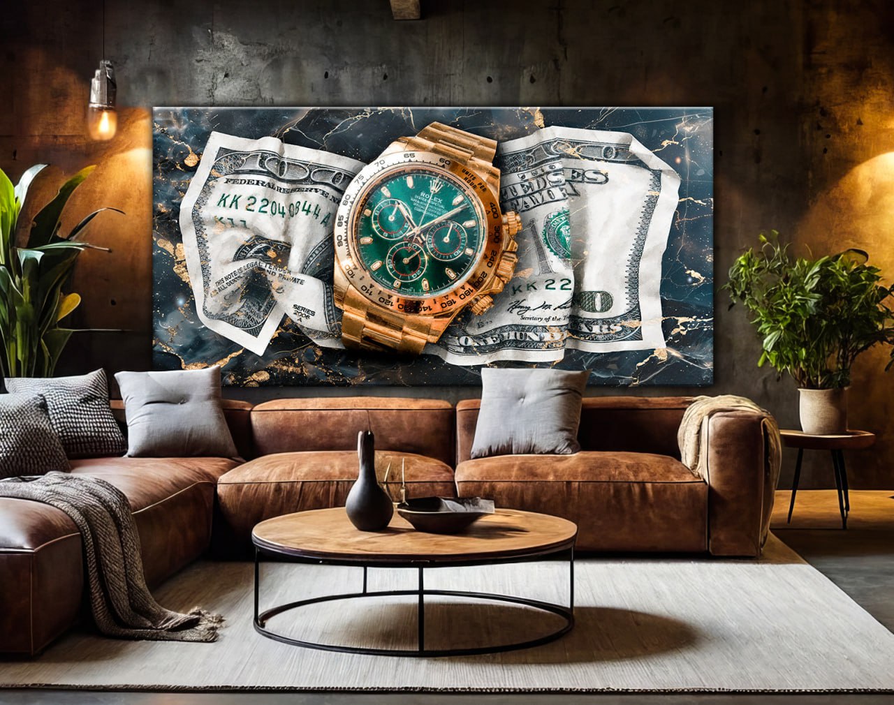 DOLLAR ROLEX AND MONEY Art Canvas