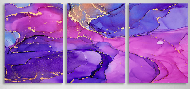 Modularer violett-rosa abstrakter mehrteiliger Leinwand-Kunstdruck