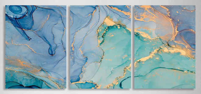 Modular blue and turquoise abstract Multi Panel Canvas Wall Art Print