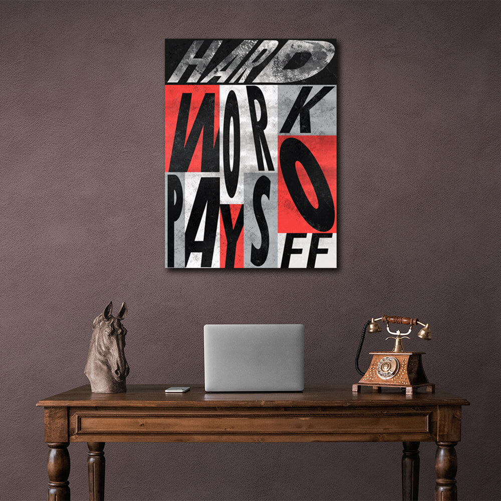 For motivation Hard work pays off Motivational Canvas Wall Art Print