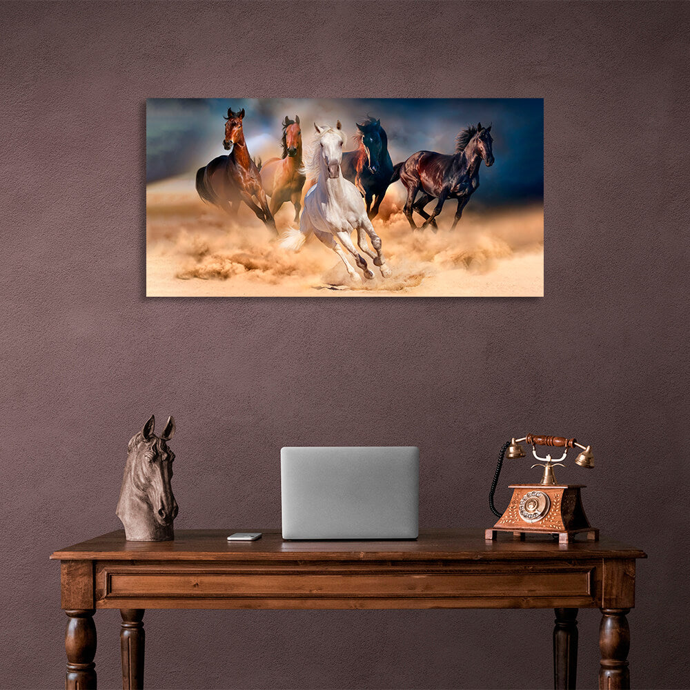 Five horses Canvas Wall Art Print