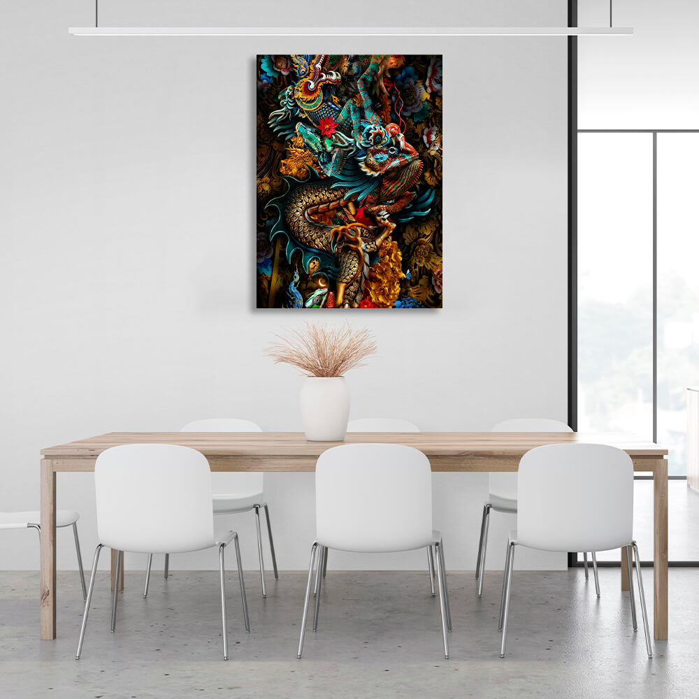 Interior The chameleon and the dragon Canvas Wall Art Print