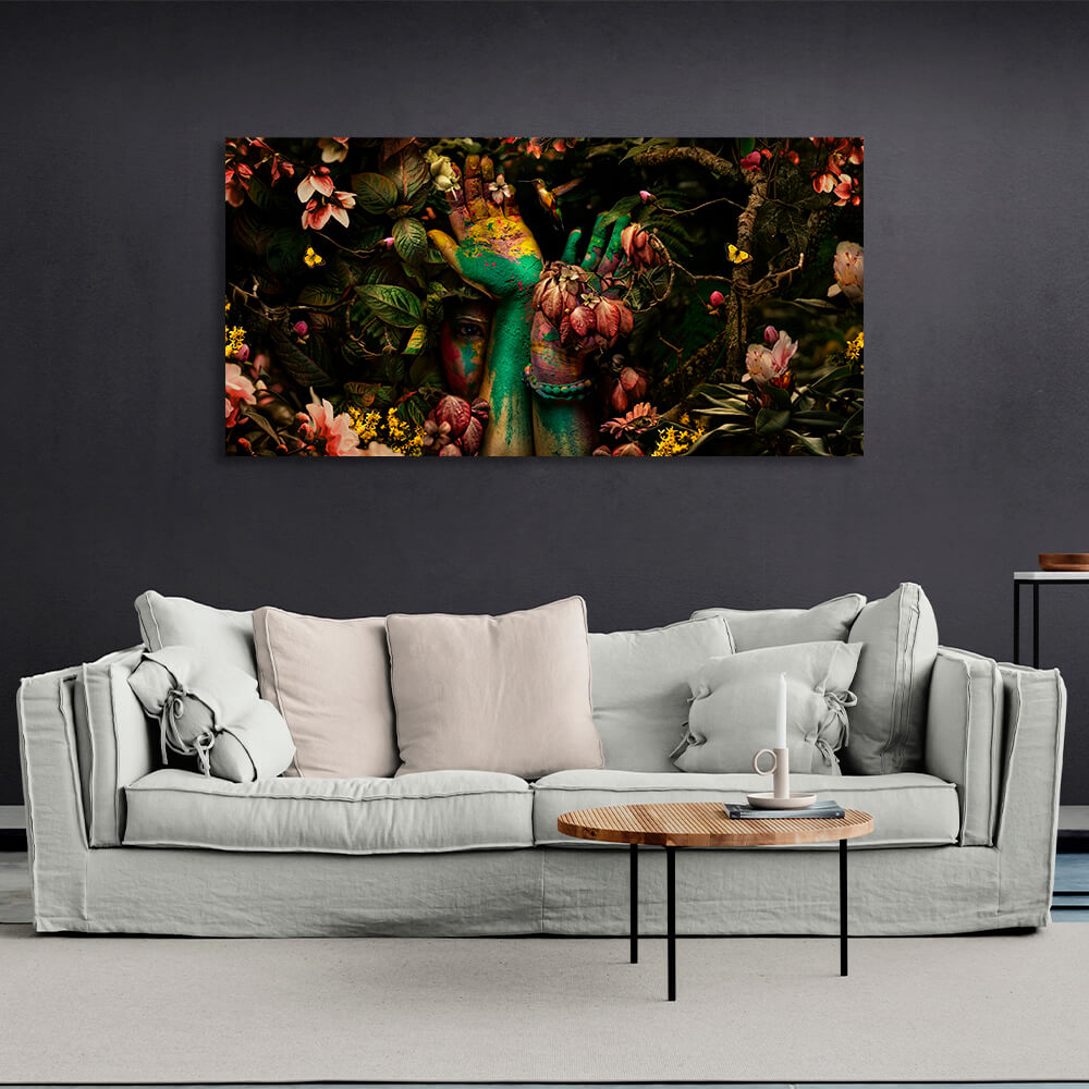 Interior The girl in the jungle Canvas Wall Art Print