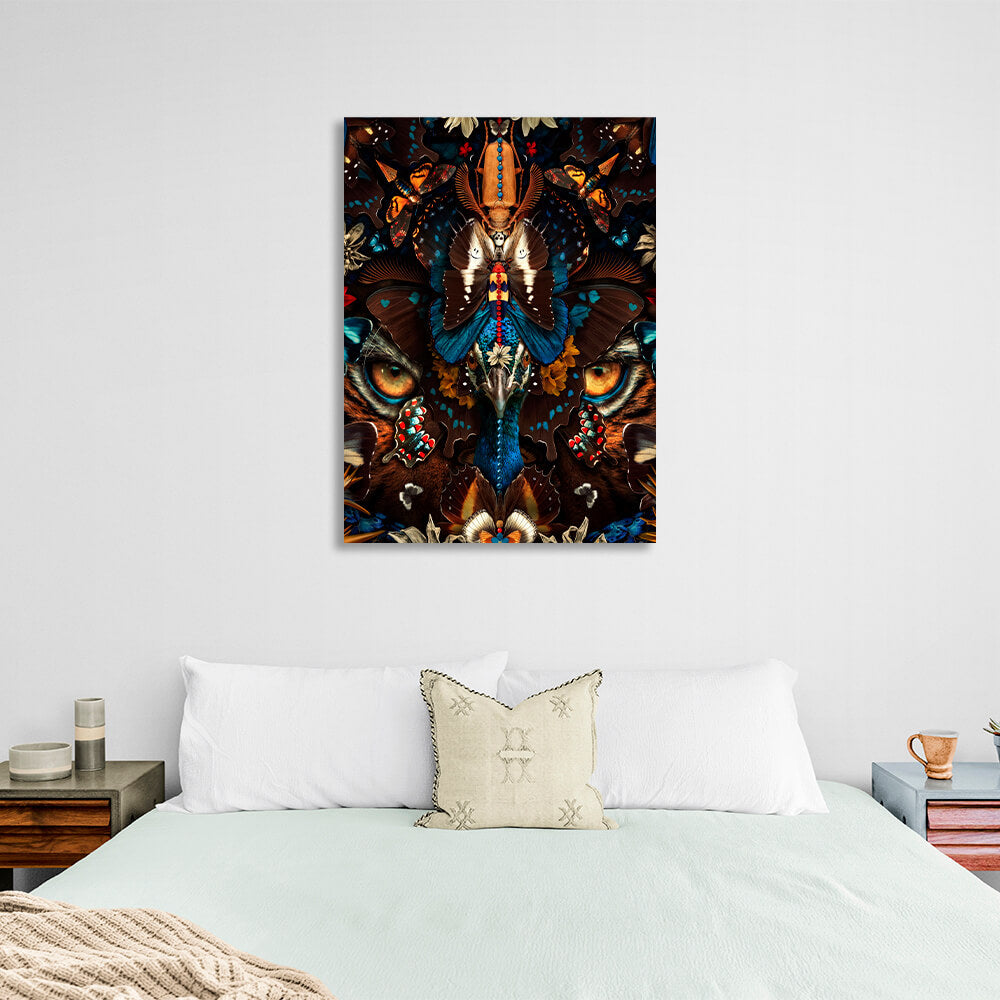 Interior A tiger in butterflies Canvas Wall Art Print