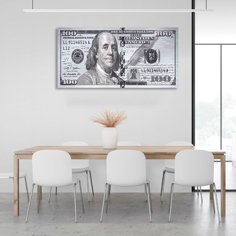 100 dollars gray color Inspirational Canvas Wall Art Print