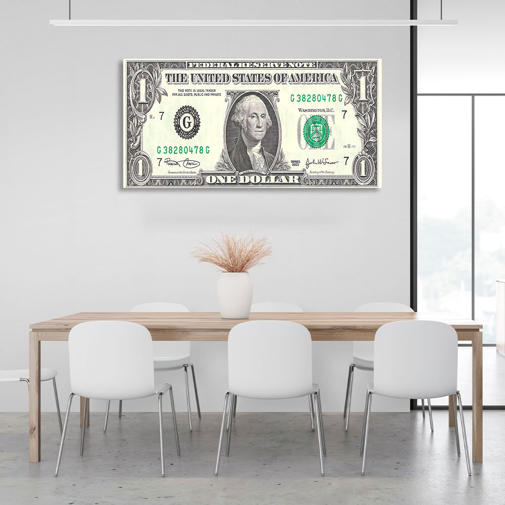 1 dollar black and white Inspirational Canvas Wall Art Print