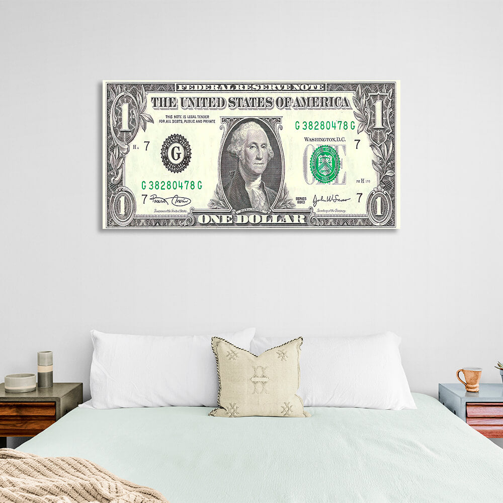 1 dollar black and white Inspirational Canvas Wall Art Print