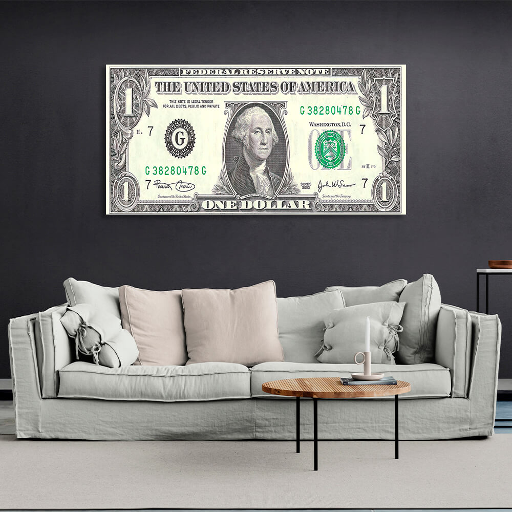 1 Dollar schwarz und weiß inspirierende Leinwand Wand Kunstdruck