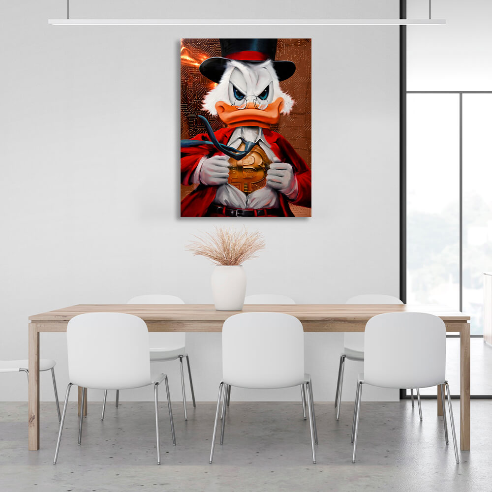 Scrooge the super-hero Bitcoin red Inspirational Canvas Wall Art Print