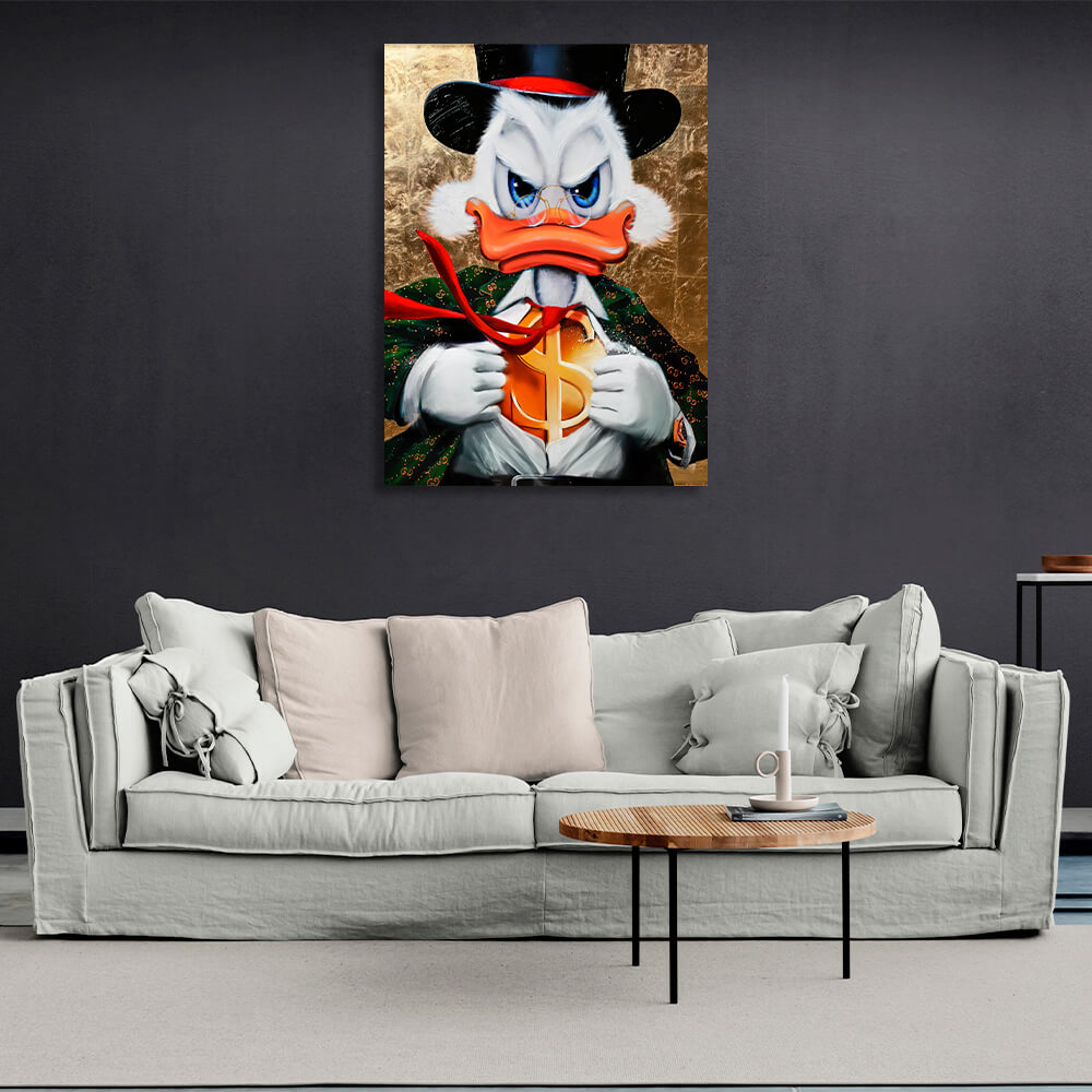 Scrooge the super-hero Gucci dollar Inspirational Canvas Wall Art Print